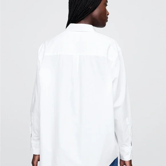 Gap Organic Cotton Poplin Big Shirt - White, XS Petite, NWT - Picture 2 of 7